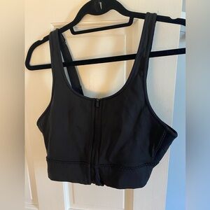 Athleta black zipper front sports bra size medium